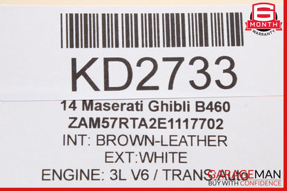 14-17 Maserati Ghibli Rear Overhead Dome Light Reading Lamp Module Black OEM