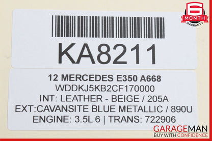 10-17 Mercedes W207 E400 Front Left Side Mirror Door Rear View Cavansite Blue