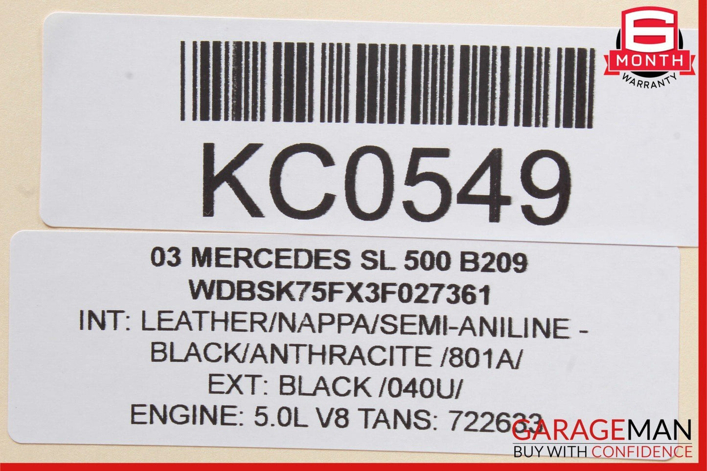 03-06 Mercedes R230 SL500 Front Left Door Keyless Go Entry Antenna Module OEM