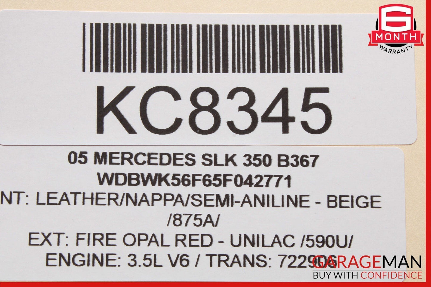 05-11 Mercedes R171 SLK350 Front Left Driver Side Exterior Door Handle Red OEM