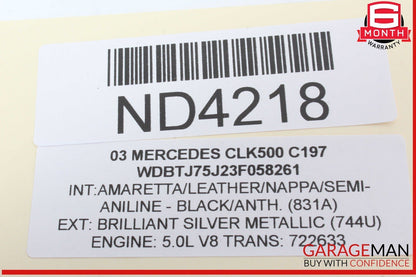 01-09 Mercedes W209 CLK500 C230 Top Upper Rear View Mirror Auto Dimming Gray OEM