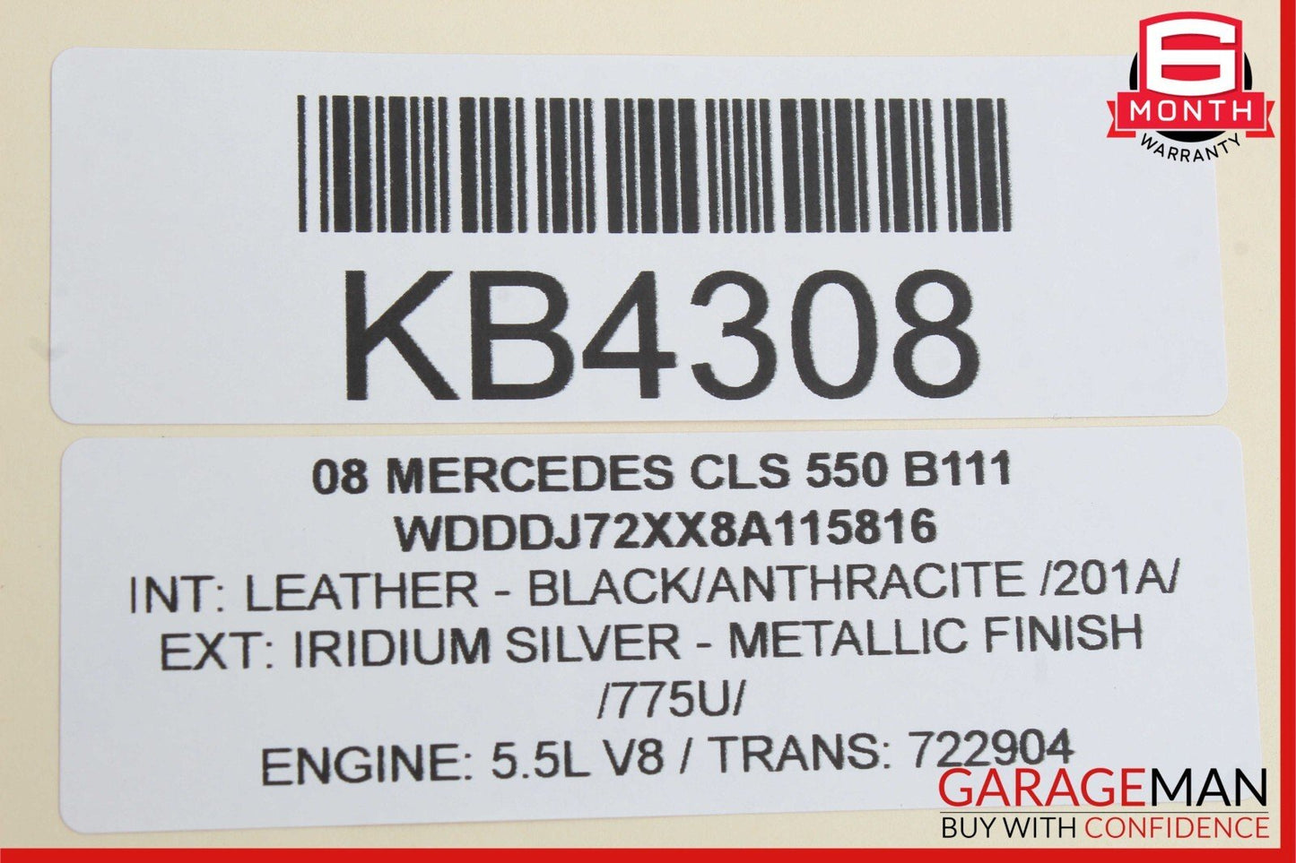 06-11 Mercedes W219 CLS550 CLS500 Rear Right Side Interior Door Panel Black OEM