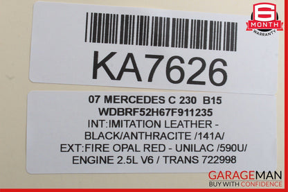 01-07 Mercedes W203 C230 Rear Center Console A/C AC Heater Air Vent Trim Black