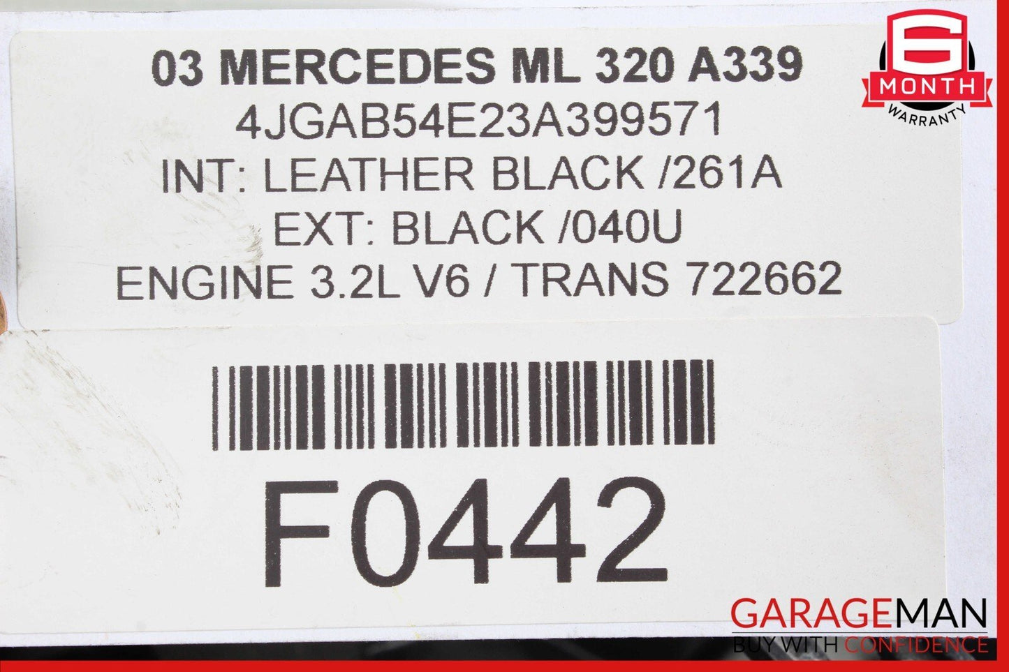 02-05 Mercedes W163 ML320 ML500 Front Right Side Headlight Light Lamp Halogen