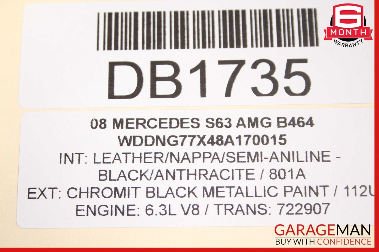 08-13 Mercedes W221 S63 AMG Front Left Driver Upper Top Seat Cushion Black OEM