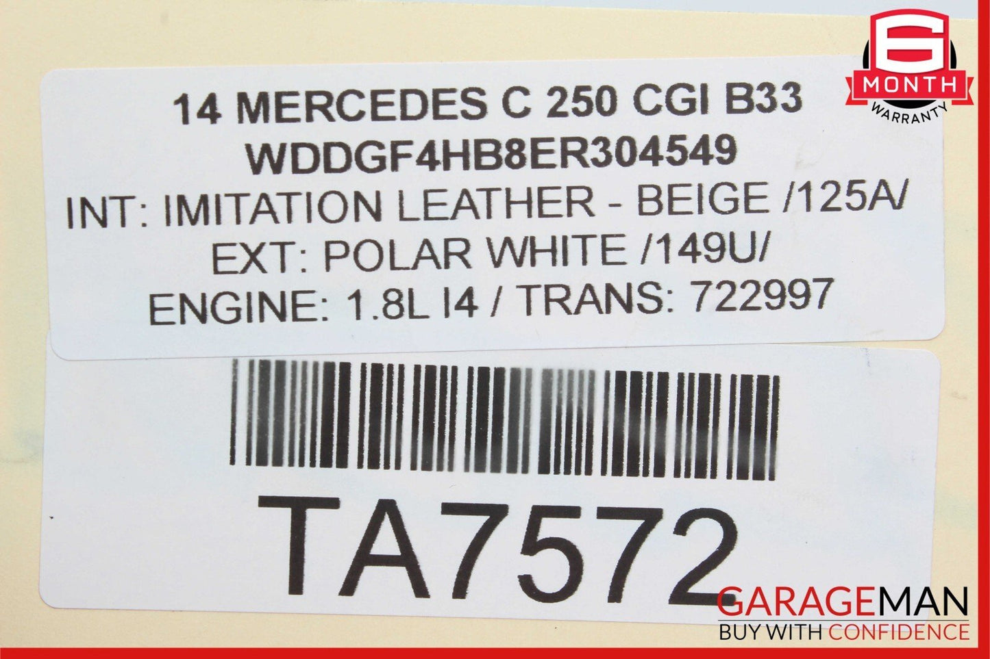08-21 Mercedes W204 C250 C300 Rear Overhead Dome Light Lamp Reading Map OEM
