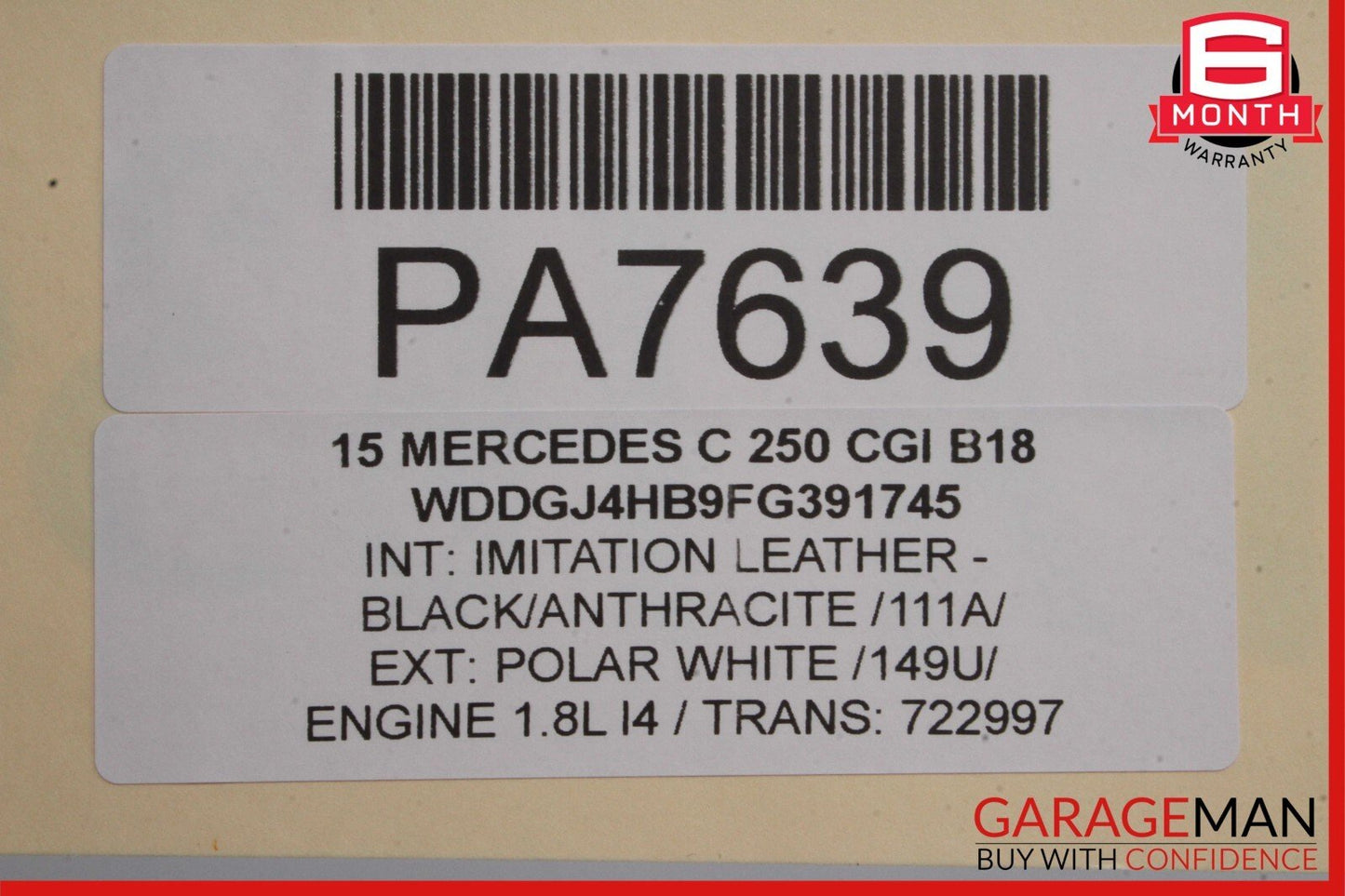 12-14 Mercedes W204 C250 Coupe Sport Right Side Rocker Skirt Molding Polar White
