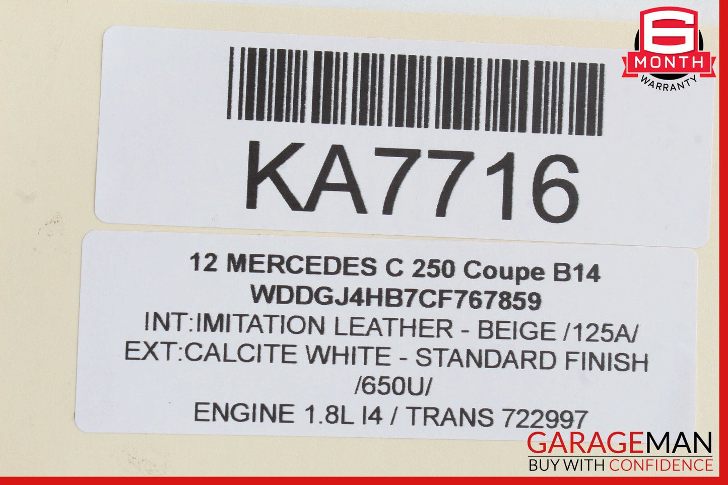 08-17 Mercedes W204 C250 C350 Rear Trunk Lid Lock Latch Actuator w/ Cylinder OEM