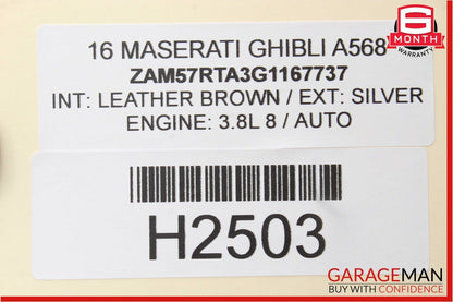 14-17 Maserati Ghibli Rear Center Side Middle Seatbelt Seat Belt Retractor