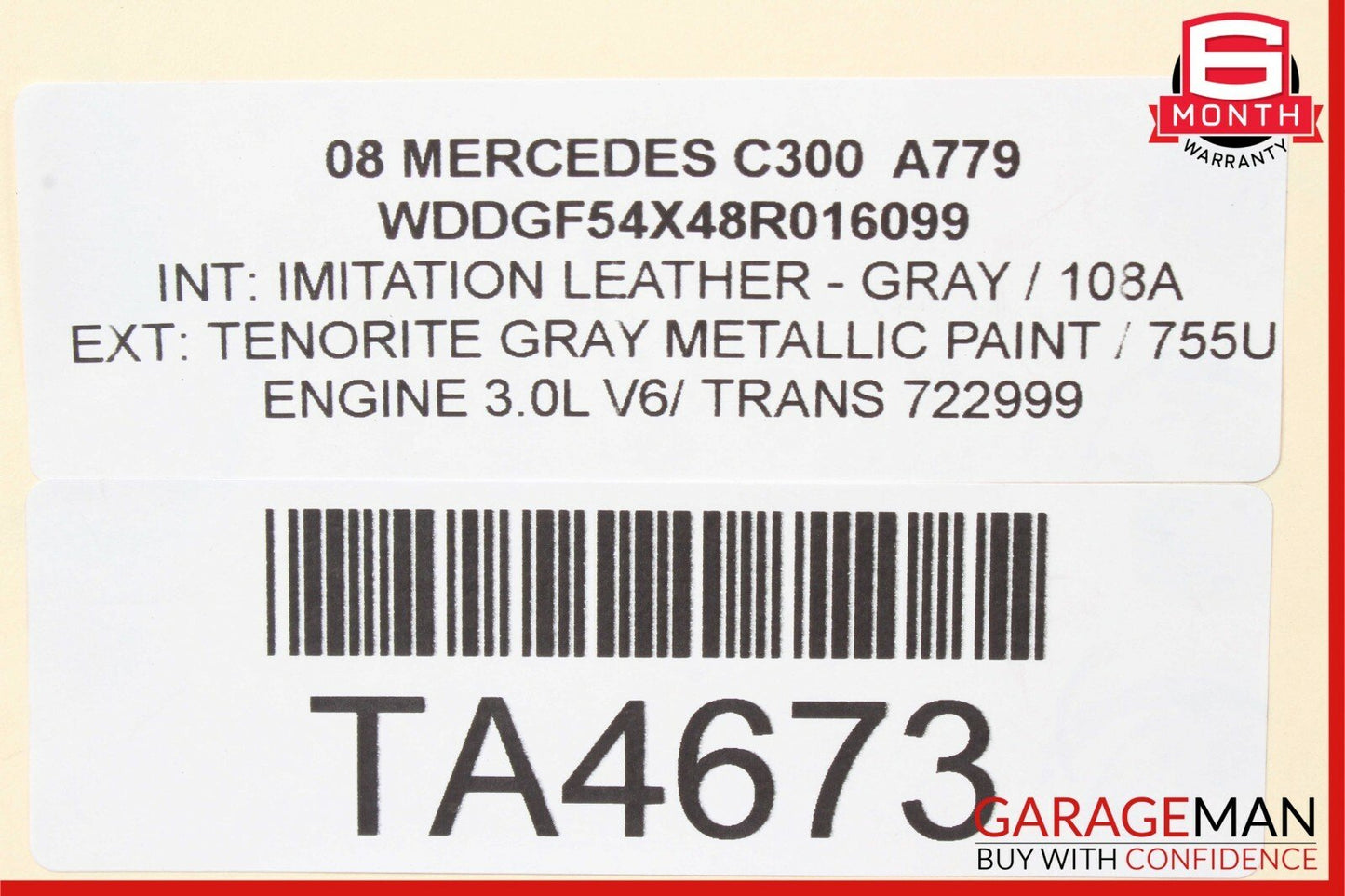 08-11 Mercedes W204 C300 3.0L V6 RWD Engine Motor Block Assembly OEM 144k