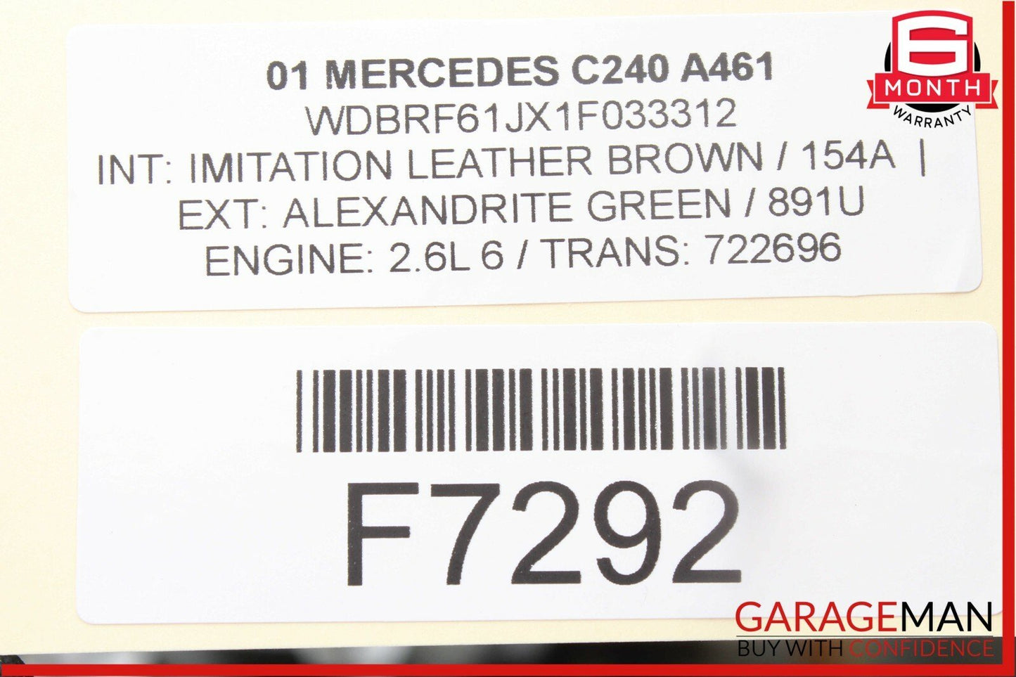 01-04 Mercedes W203 C230 C240 Front Right Exterior Door Handle Assembly Green