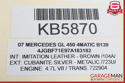 06-12 Mercedes X164 GL450 4MATIC Front Left Side Sun Visor Sunvisor Shade OEM