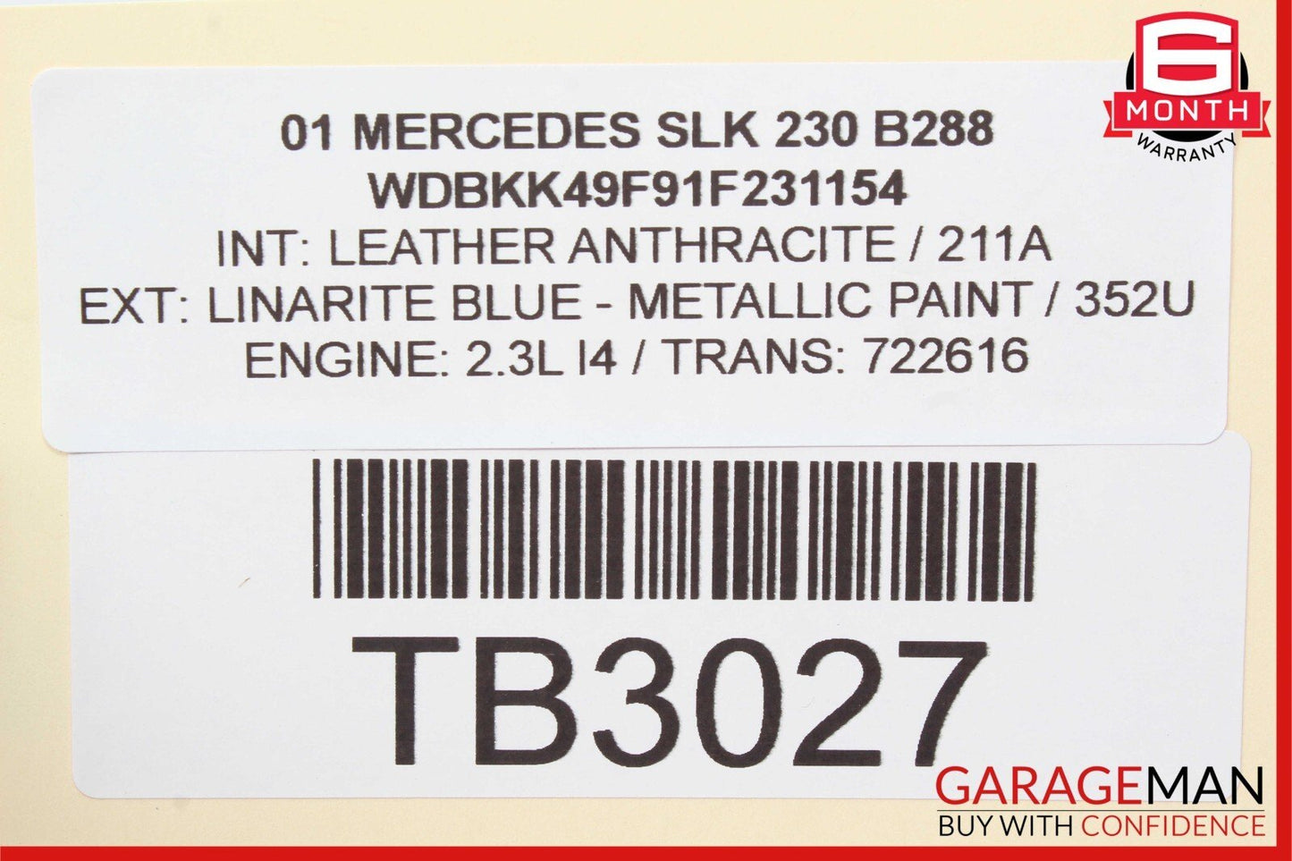 01-04 Mercedes R170 SLK320 Front Right Passenger Side Exterior Door Handle Blue