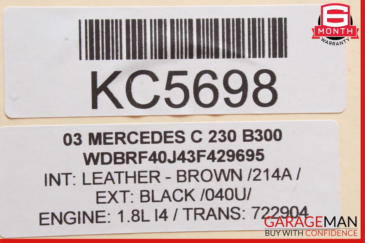 01-07 Mercedes W203 C230 Rear Left Door Window Motor 2038202942 OEM