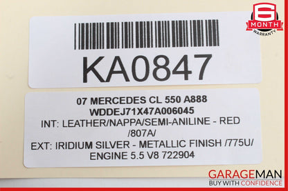 07-14 Mercedes W221 S600 CL550 Rear View Backup Camera Control Module Unit