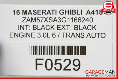 14-17 Maserati Ghibli Rear Left Side Top Upper Seat Cushion Cover Assembly Black