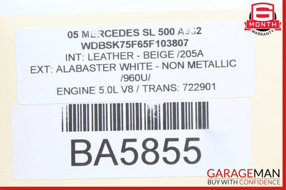 03-12 Mercedes R230 SL500 SL55 AMG Left Trunk Lock Frame Cylinder 2307901371 OEM