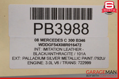 08-14 Mercedes W204 C250 AMG Sport Right Side Skirt Rocker Molding Panel Silver