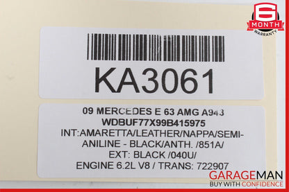 07-09 Mercedes CLS550 E320 E550 E63 AMG Front Left Driver Side Seat Belt Black