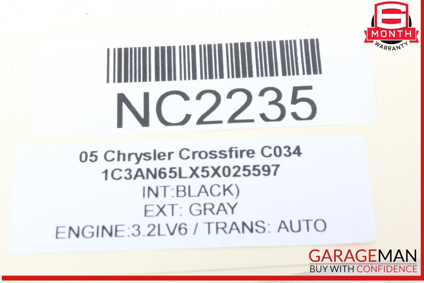 05-08 Chrysler Crossfire Convertible Storage Cover Lock Latch Cylinder