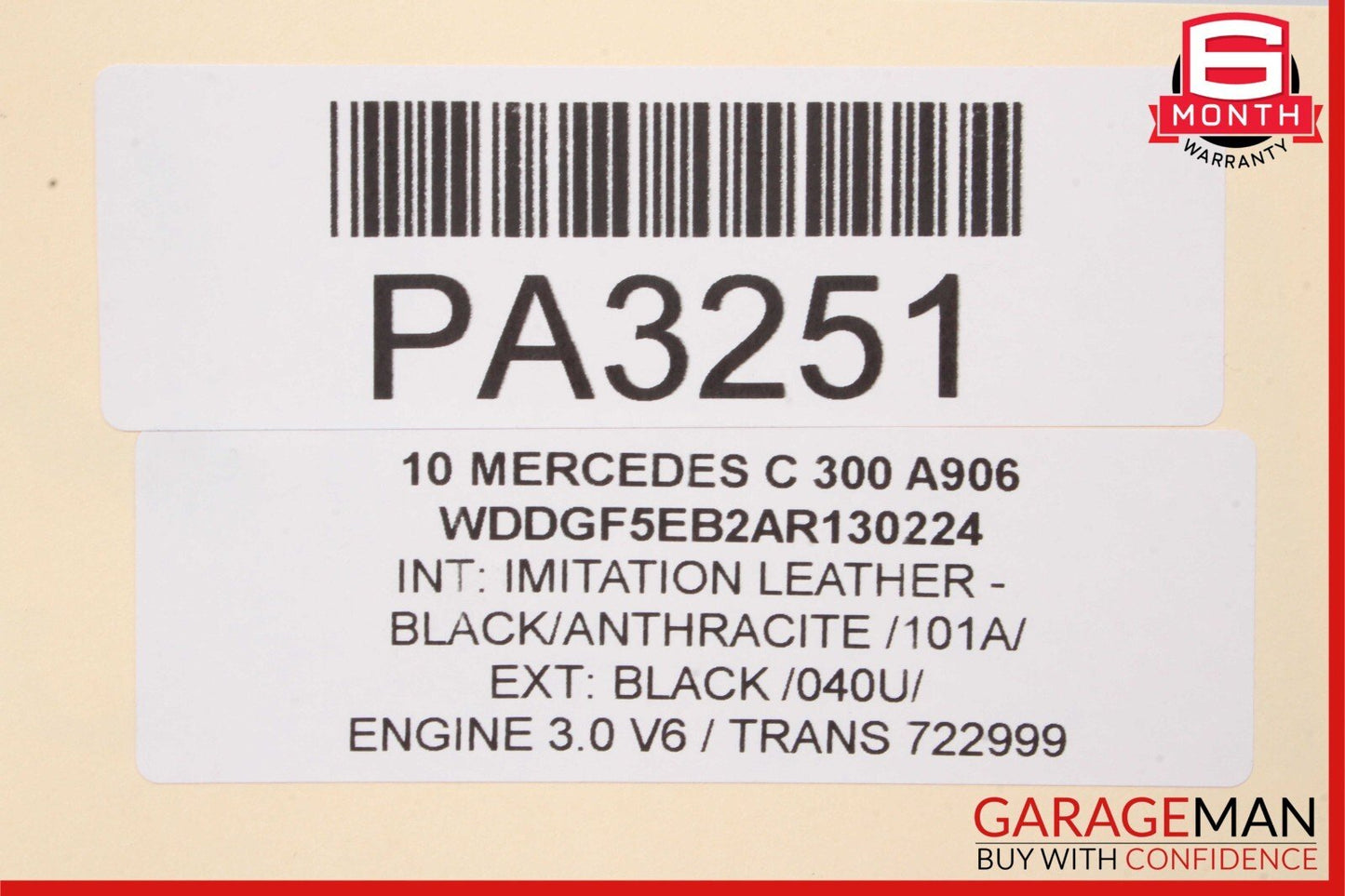 08-14 Mercedes W204 C250 C300 Exterior Door Trim Moulding Rear Left Black OEM