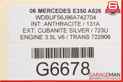 03-09 Mercedes W211 E350 Rear Right Passenger Side Door Window Regulator Motor