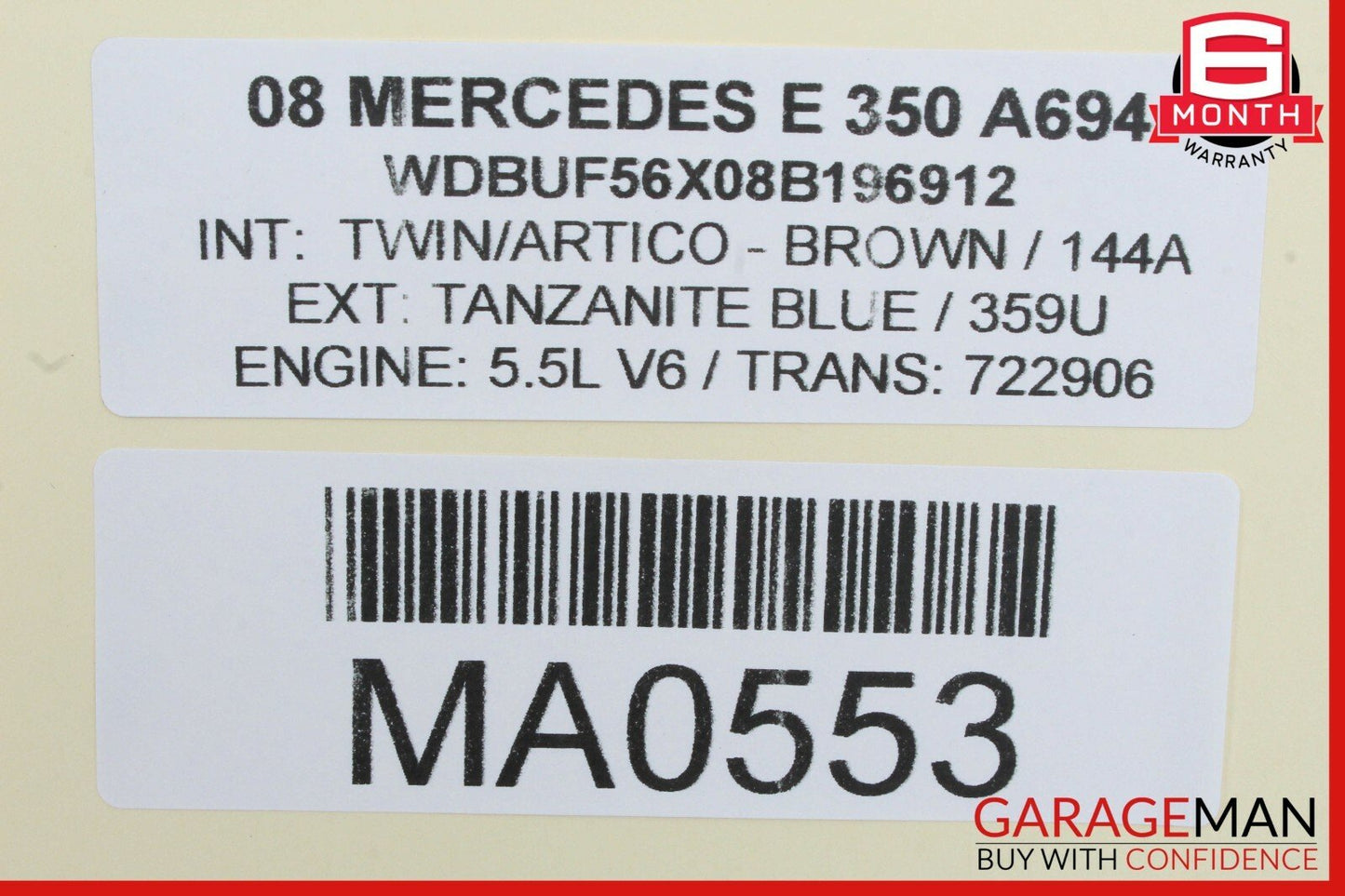 03-11 Mercedes W211 E350 CLS550 Rear Overhead Dome Light Brown 2118207501 OEM