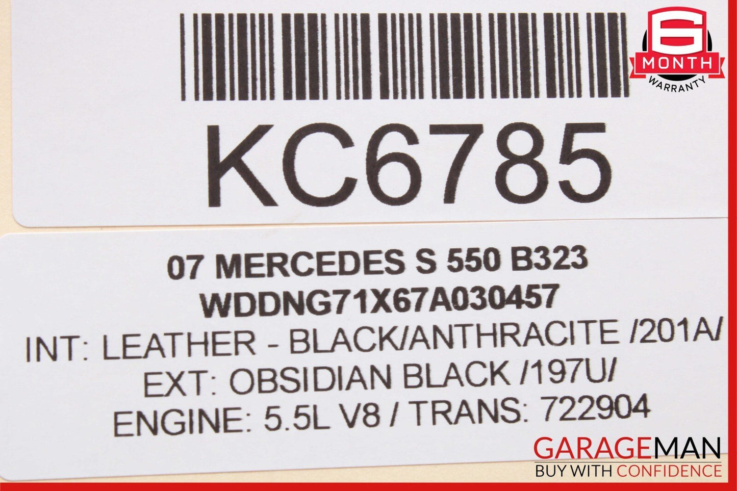 07-09 Mercedes W221 S550 S600 Right Side Mirror Door Rear View Black OEM