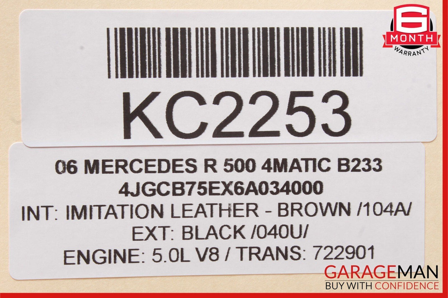 06-09 Mercedes W251 R350 R500 Rear Center Console AC A/C Air Vent Grille Brown