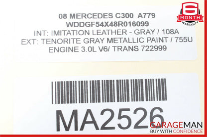 08-14 Mercedes W204 C300 C350 Sedan Rear Right Side Door Window Regulator Motor