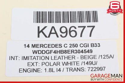 12-14 Mercedes W204 C250 C350 Tail Light Lamp LED Right Passenger Side OEM