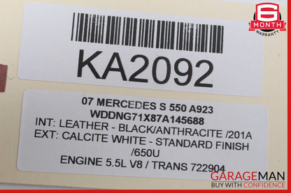 07-13 Mercedes W221 S63 S550 Rear Left Door Lock Latch Actuator Keyless Go OEM