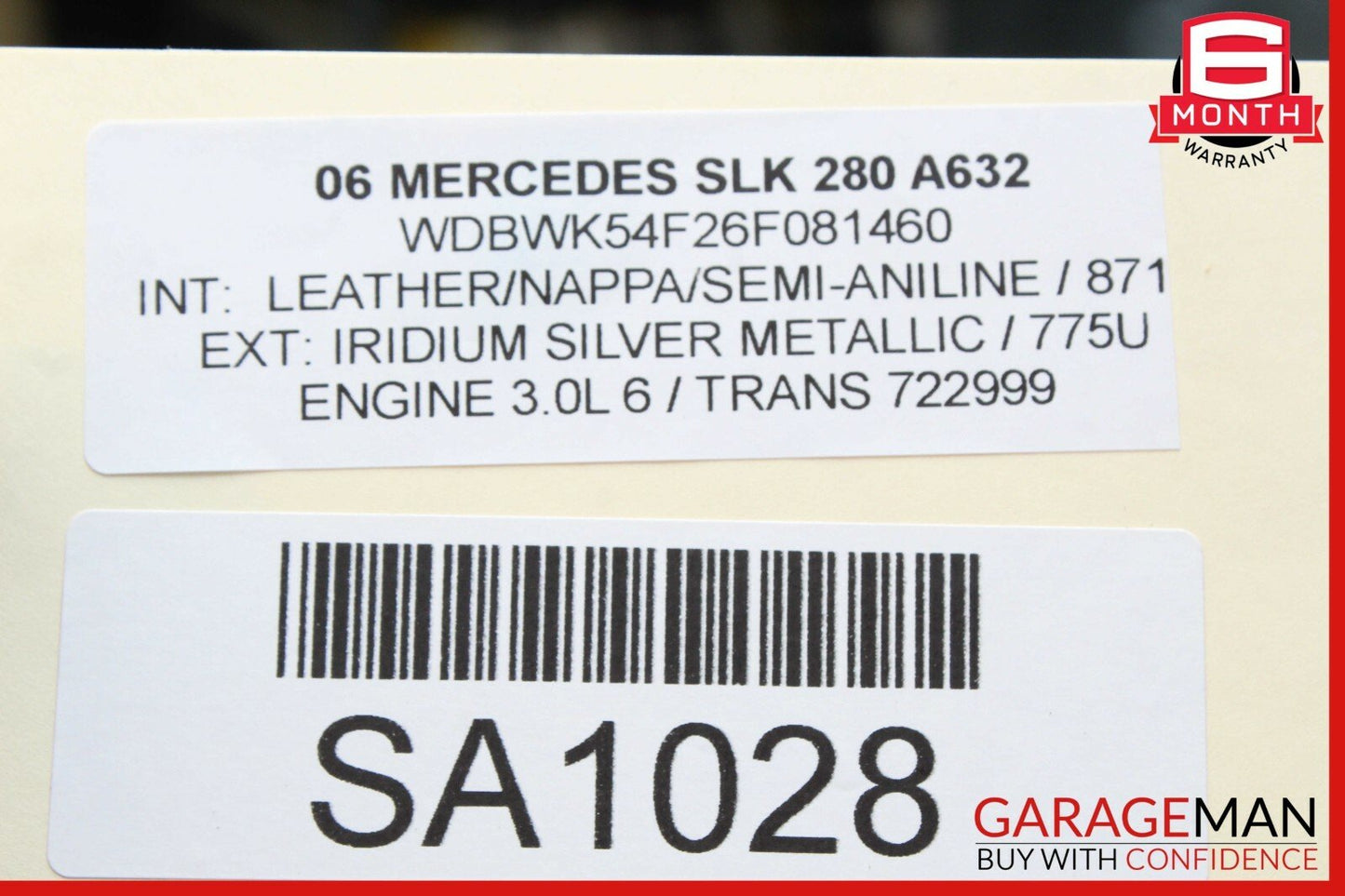 05-11 Mercedes R171 SLK280 Front Right Passenger Interior Door Panel OEM