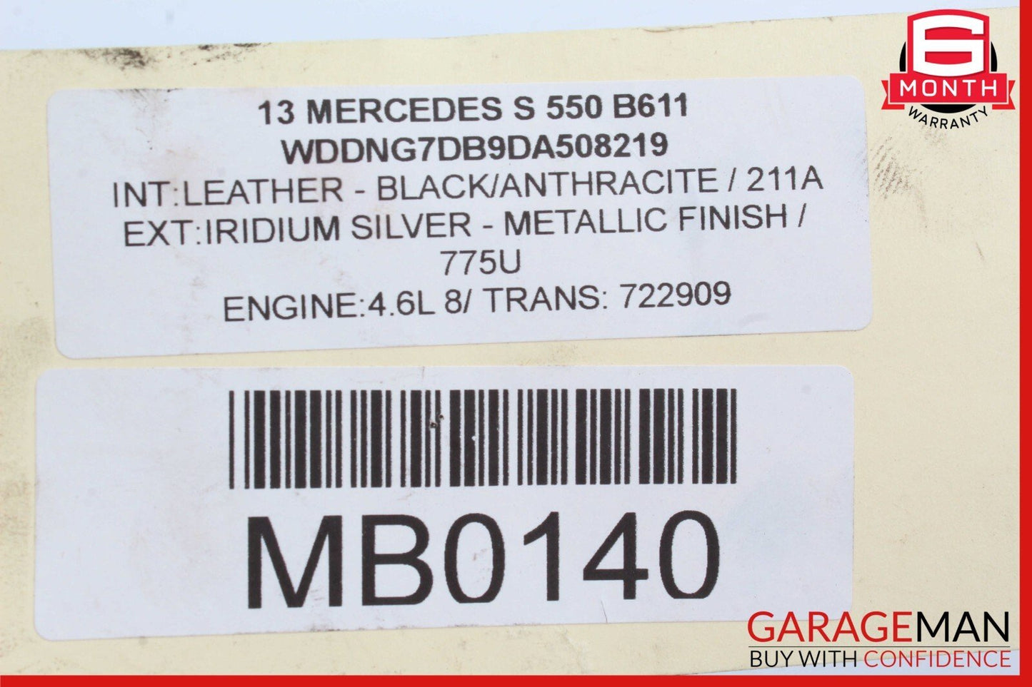 07-13 Mercedes W221 S550 Rear Left Airmatic Suspension Shock Absorber OEM