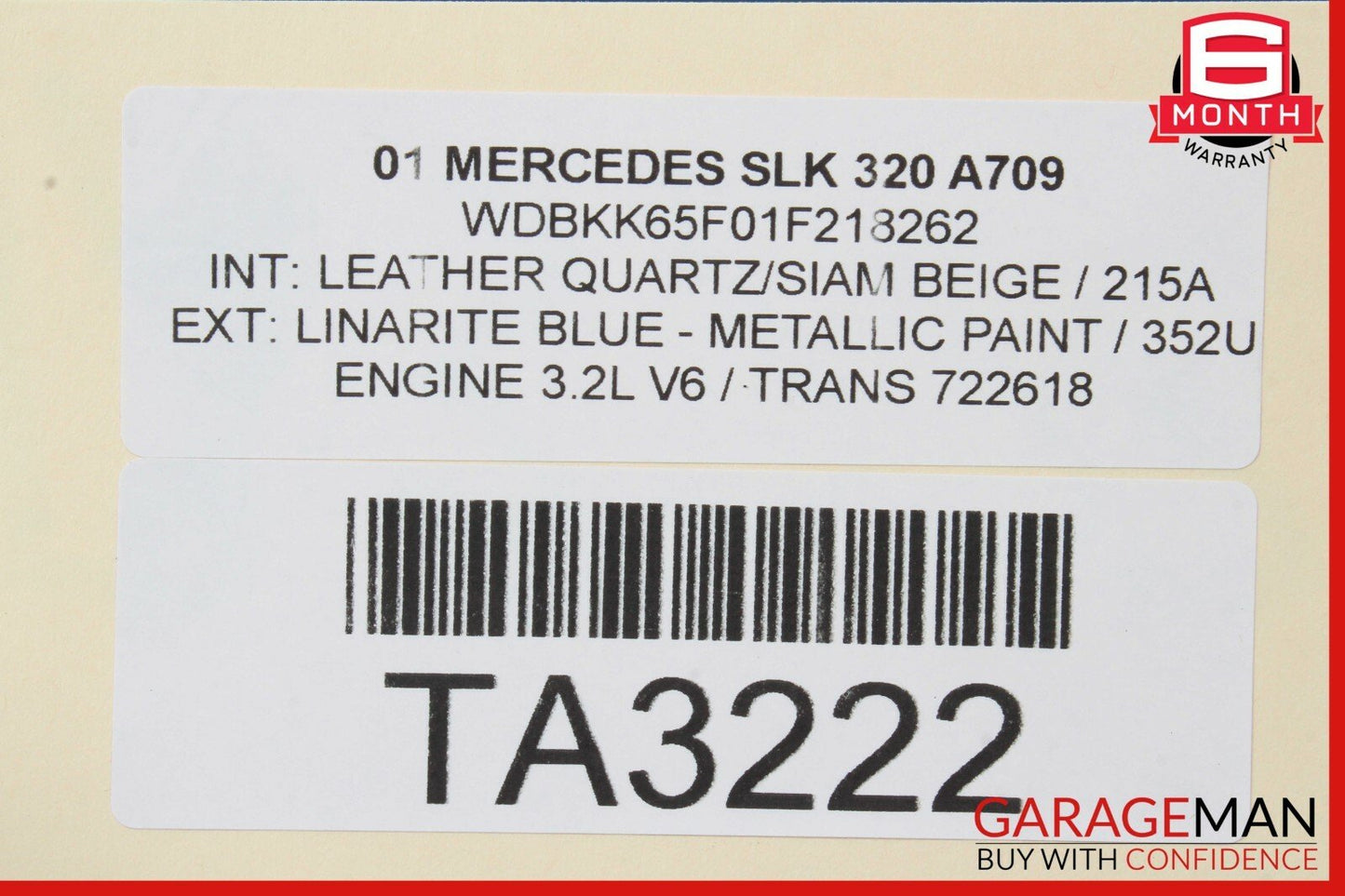 97-04 Mercedes R170 SLK320 Convertible Roof Hard Top Folding Panel Assembly Blue