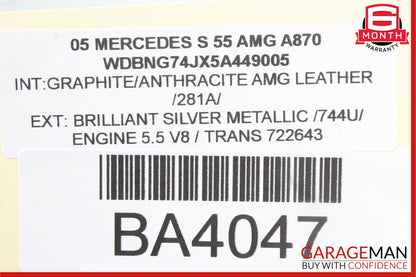 03-06 Mercedes W220 S430 S55 AMG Front Right Keyless Go Exterior Door Handle OEM