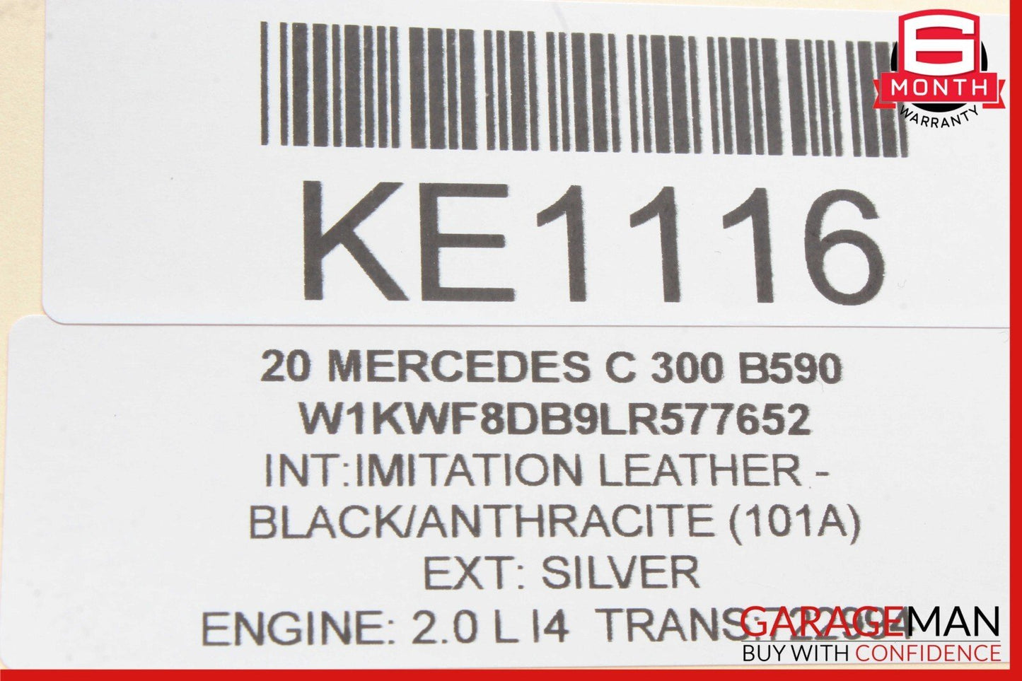 15-20 Mercedes W205 C300 Rear Left Side Roof Grab Handle w/ Lamp Black