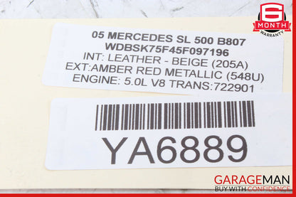 05-12 Mercedes R230 SL500 SL600 Center Console Trim Bezel Assembly OEM