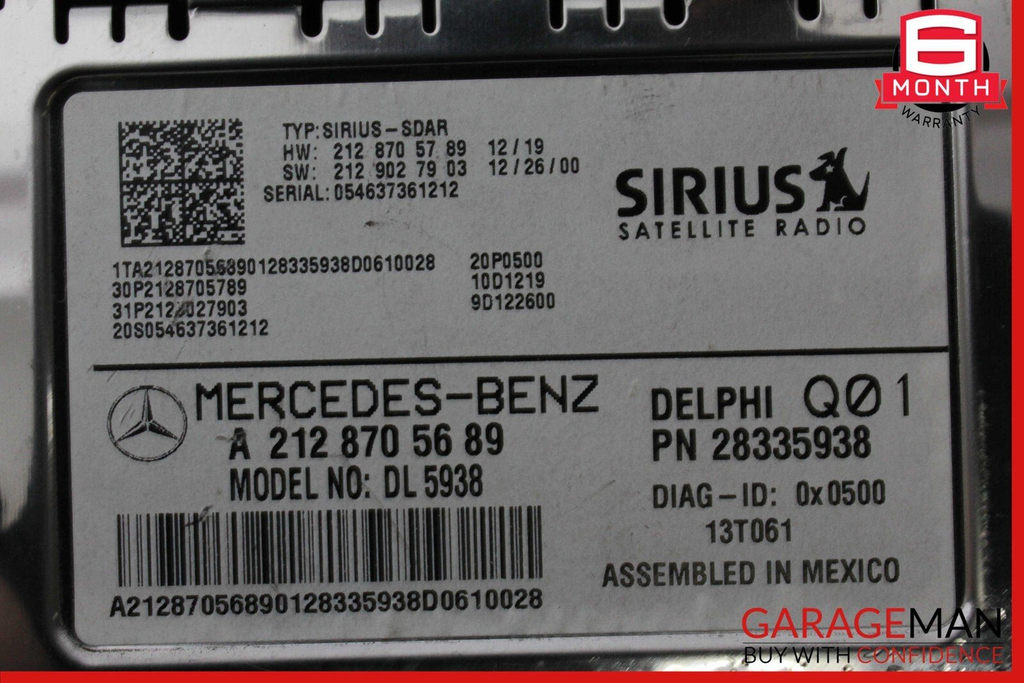10-16 Mercedes W212 E350 C250 SLK250 Sirius Satellite Radio Receiver Module OEM