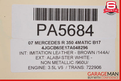 06-10 Mercedes W251 R350 R500 Front Right Passenger Top Upper Seat Cushion Brown
