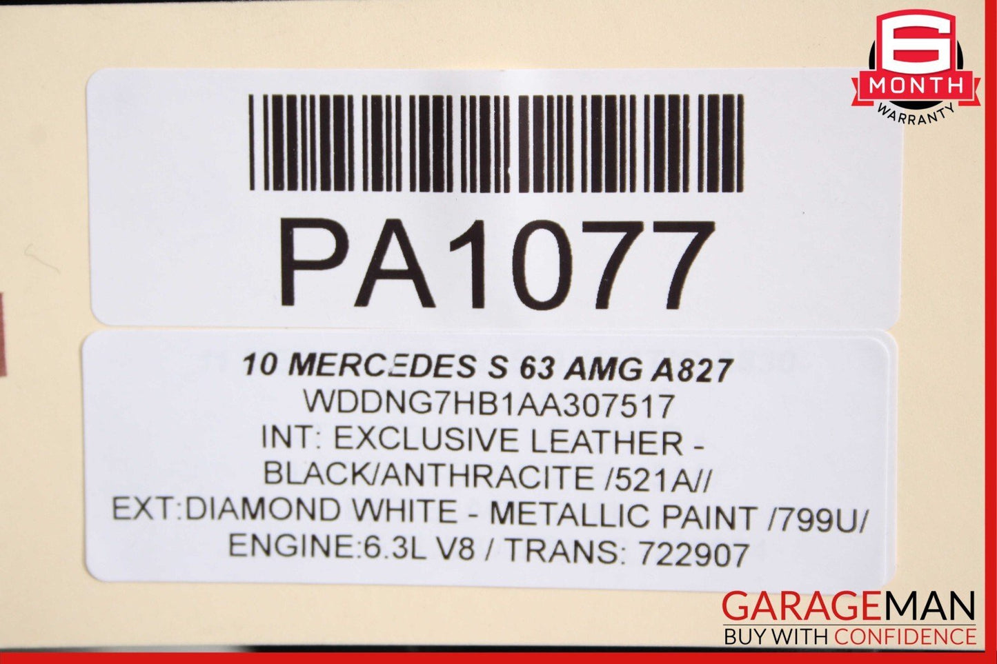 08-13 Mercedes W221 S63 AMG Front Right / Left Side Top Upper Seat Cushion White