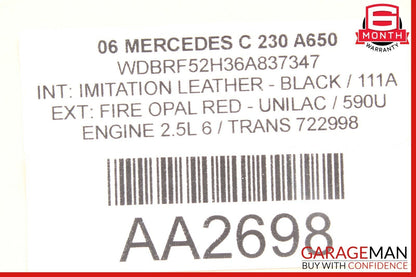01-07 Mercedes W203 C55 AMG C230 Rear Right Side Door Controller Module Unit