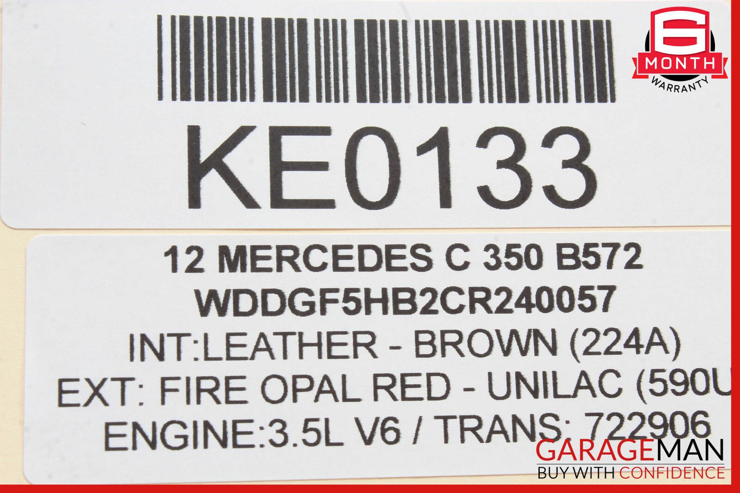 08-16 Mercedes W204 C350 GLK350 Rear Right Door Window Regulator Motor Unit OEM