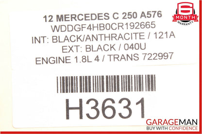 12-14 Mercedes W204 C250 Keyless Go Rear Left Exterior Door Handle w/ Actuator