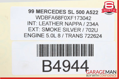 90-02 Mercedes R129 500SL SL500 Left Driver Side Roll Bar Hydraulic Cylinder