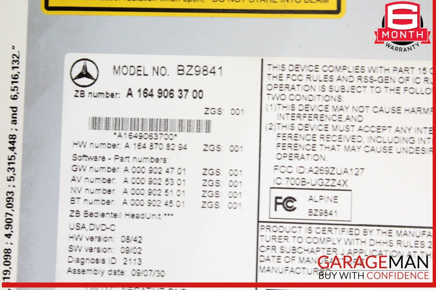 09-12 Mercedes W164 ML350 GL450 Command Head Unit Navigation Radio CD Player OEM
