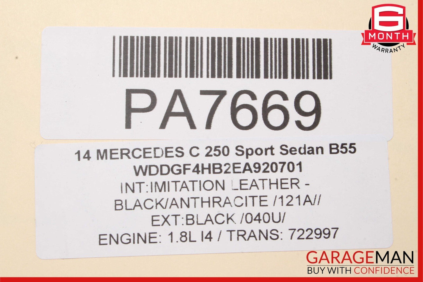 08-14 Mercedes W204 C300 C250 Sedan Front Left Top Upper Seat Cushion Black