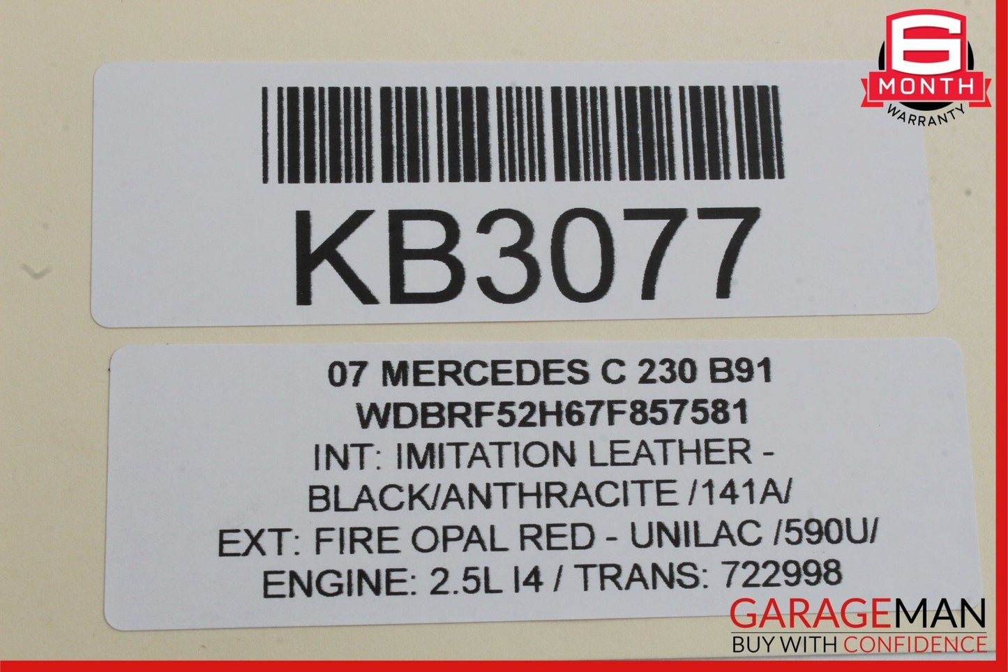 01-07 Mercedes W203 C230 Rear Left Driver Side Exterior Door Handle Red OEM