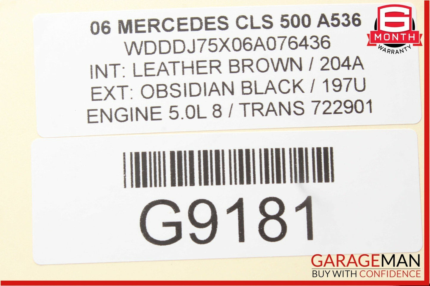 03-11 Mercedes W219 CLS500 Rear Overhead Dome Light Lamp 2118206601 Brown OEM