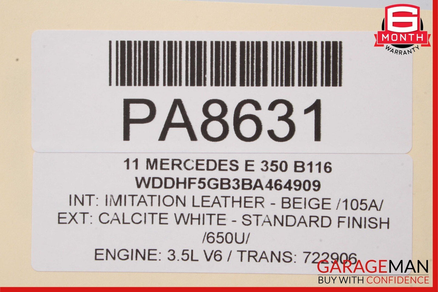 10-13 Mercedes W212 E550 Rear Left Side Interior Door Panel Assembly Beige